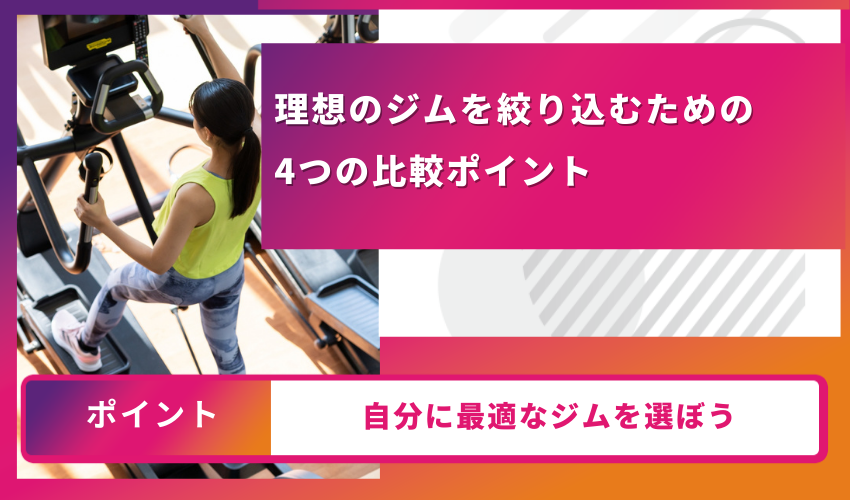 理想のジムを絞り込むための4つの比較ポイント